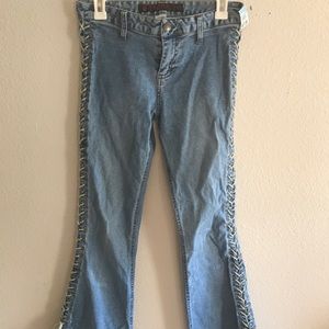 Mudd Yo! Bellbottom jeans with lace up detail!